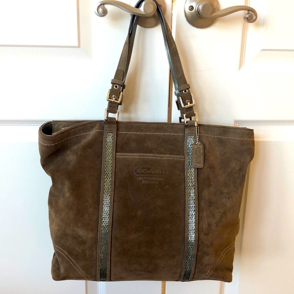 Coach chocolate suede tote